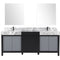 Lexora Zilara 80" W x 22" D Double Bath Vanity Castle Grey Marble Top and 30" Mirrors