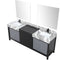 Lexora Zilara 84" W x 22" D Double Bath Vanity Castle Grey Marble Top and 34" Mirrors