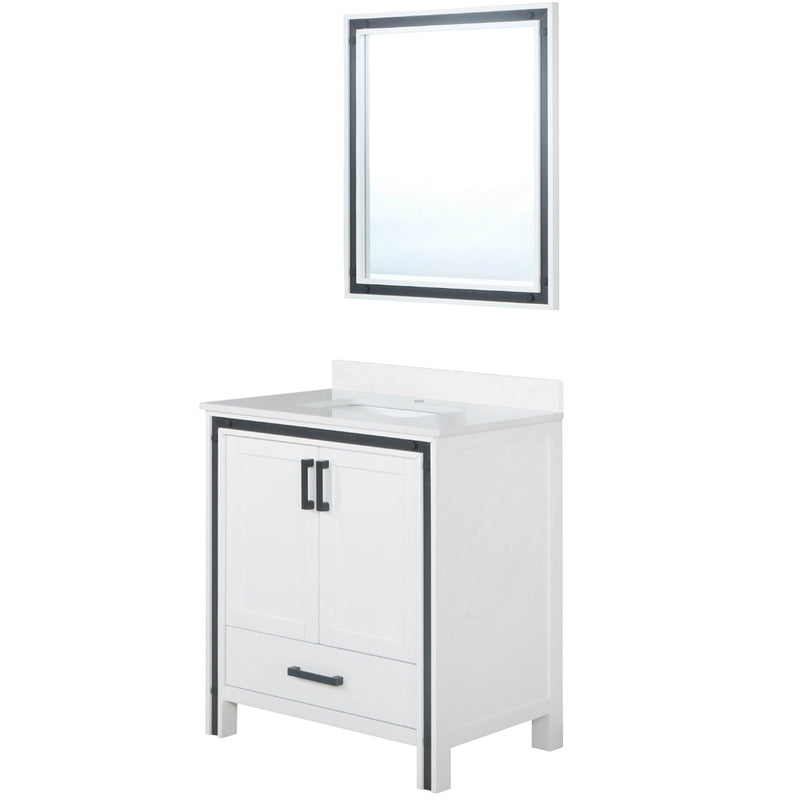 Lexora Ziva 30" W x 22" D Bath Vanity with Cultured Marble Top and 28" Mirror