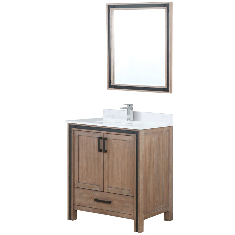 Lexora Ziva 30" W x 22" D Bath Vanity Cultured Marble Top with Faucet Set and 28" Mirror