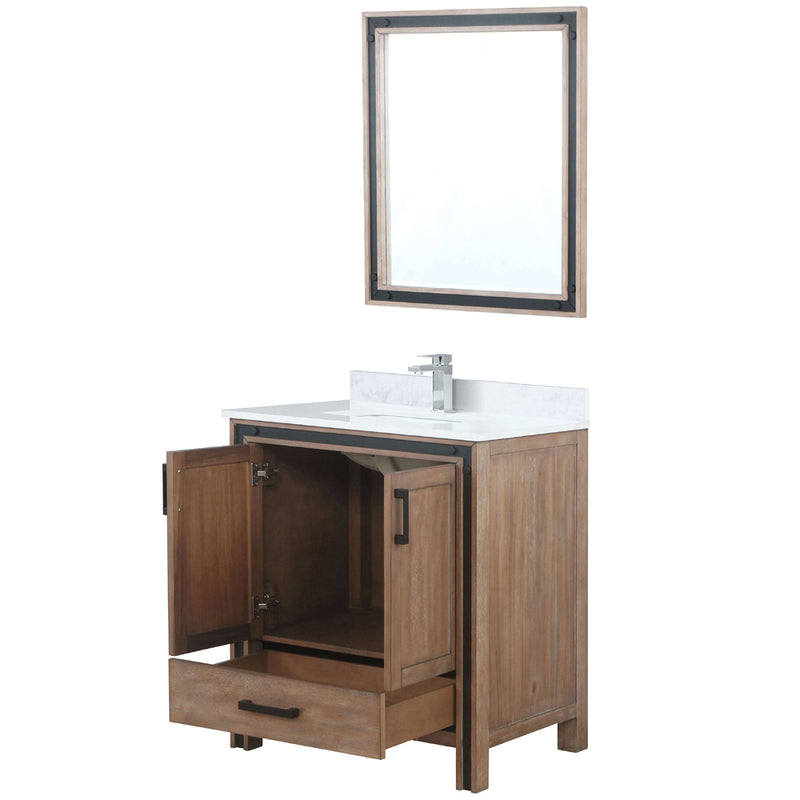 Lexora Ziva 30" W x 22" D Bath Vanity Cultured Marble Top with Faucet Set and 28" Mirror