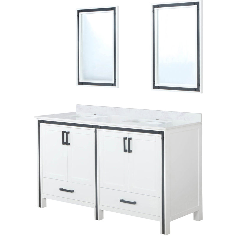 Lexora Ziva 60" W x 22" D Double Bath Vanity with Cultured Marble Top and 22" Mirrors