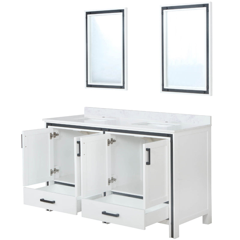 Lexora Ziva 60" W x 22" D Double Bath Vanity with Cultured Marble Top and 22" Mirrors