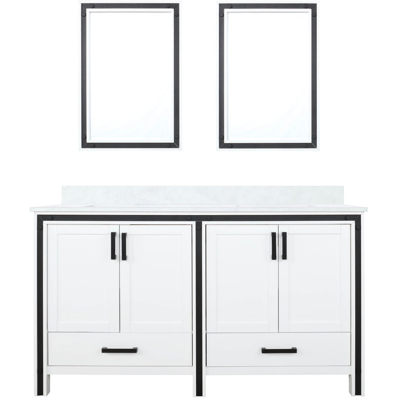 Lexora Ziva 60" W x 22" D Double Bath Vanity with Cultured Marble Top and 22" Mirrors