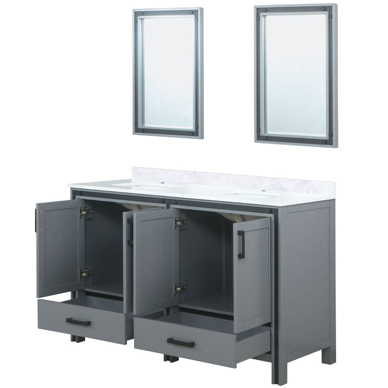 Lexora Ziva 60" W x 22" D Double Bath Vanity with Cultured Marble Top and 22" Mirrors