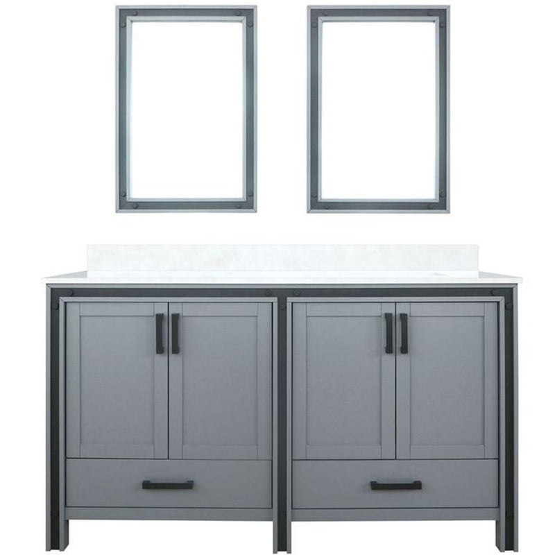 Lexora Ziva 60" W x 22" D Double Bath Vanity with Cultured Marble Top and 22" Mirrors