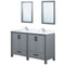 Lexora Ziva 60" W x 22" D Double Bath Vanity Cultured Marble Top with Faucet Set and 22" Mirrors