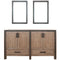 Lexora Ziva 60" W x 22" D Double Bath Vanity and 22" Mirrors