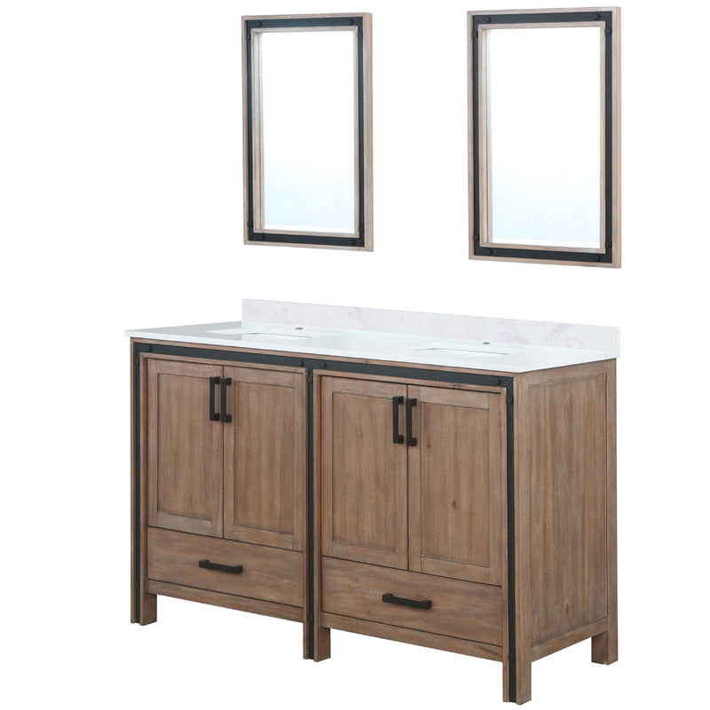 Lexora Ziva 60" W x 22" D Double Bath Vanity with Cultured Marble Top and 22" Mirrors