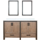 Lexora Ziva 60" W x 22" D Double Bath Vanity with Cultured Marble Top and 22" Mirrors