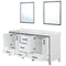 Lexora Ziva 72" W x 22" D Double Bath Vanity with Cultured Marble Top and 30" Mirrors