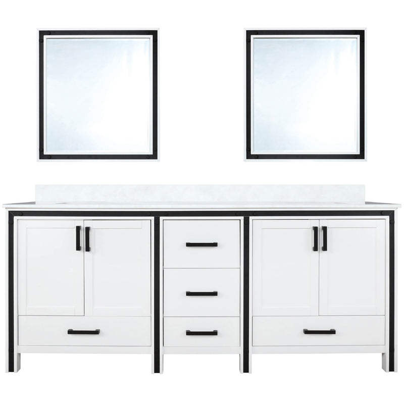 Lexora Ziva 72" W x 22" D Double Bath Vanity with Cultured Marble Top and 30" Mirrors