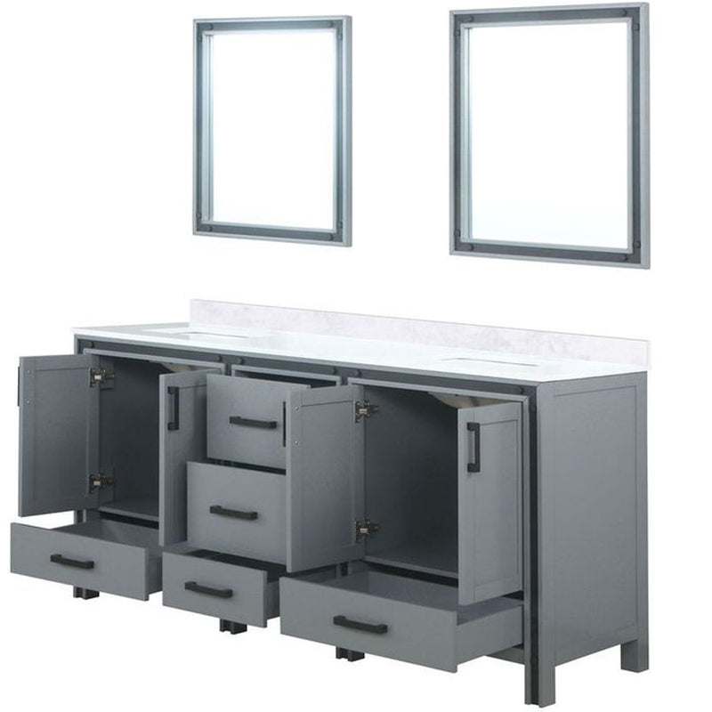 Lexora Ziva 72" W x 22" D Double Bath Vanity with Cultured Marble Top and 30" Mirrors