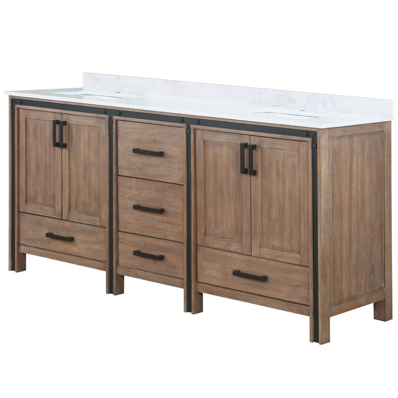 Lexora Ziva 72" W x 22" D Double Bath Vanity and Cultured Marble Top