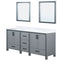 Lexora Ziva 80" W x 22" D Double Bath Vanity with Cultured Marble Top and 30" Mirrors