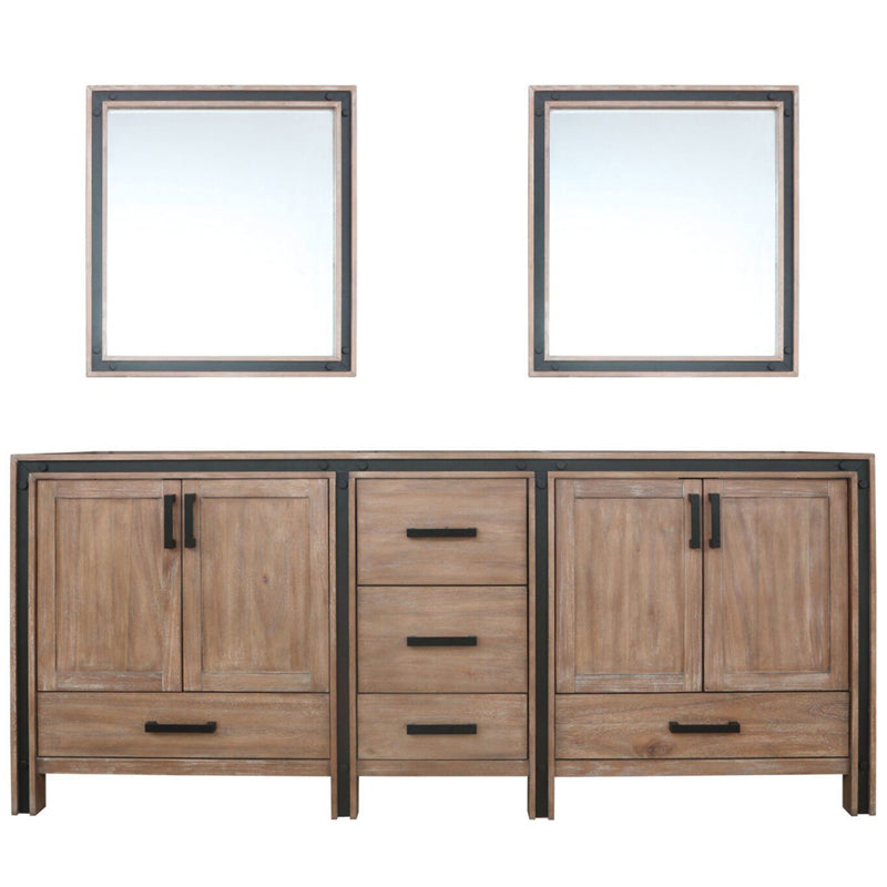 Lexora Ziva 80" W x 22" D Double Bath Vanity and 30" Mirrors