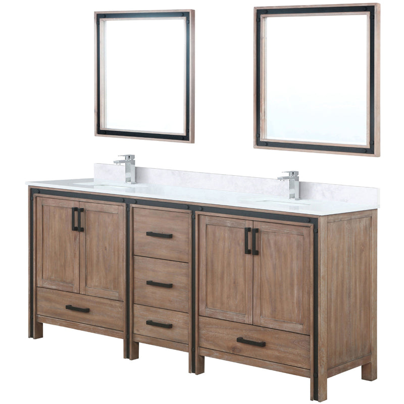 Lexora Ziva 80" W x 22" D Double Bath Vanity Cultured Marble Top with Faucet Set and 30" Mirrors