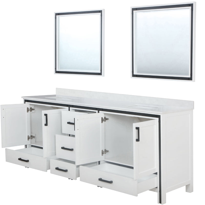 Lexora Ziva 84" W x 22" D Double Bath Vanity with Cultured Marble Top and 34" Mirrors