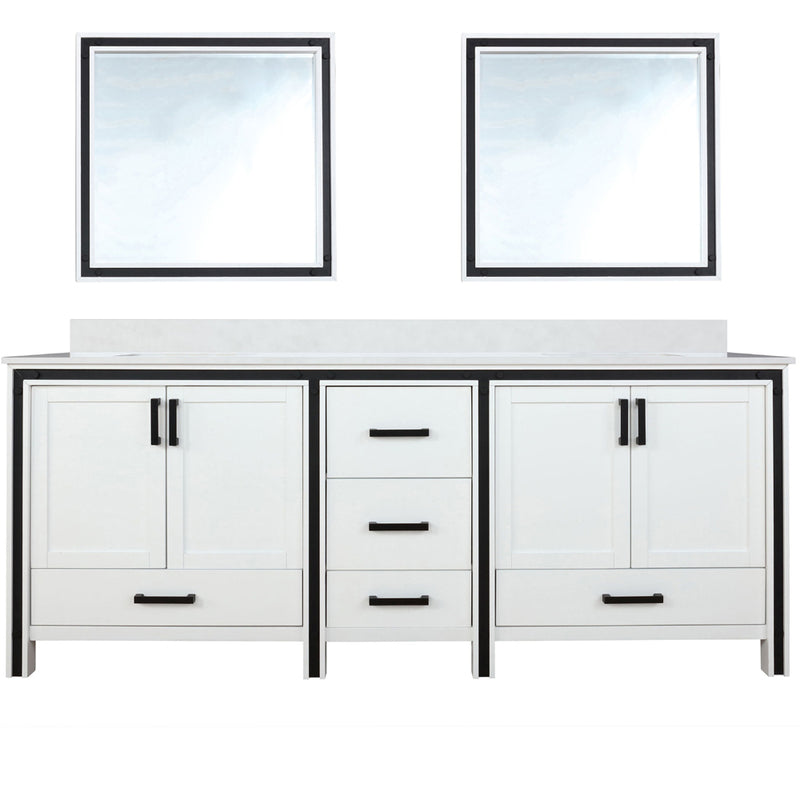 Lexora Ziva 84" W x 22" D Double Bath Vanity with Cultured Marble Top and 34" Mirrors