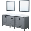 Lexora Ziva 84" W x 22" D Double Bath Vanity with Cultured Marble Top and 34" Mirrors