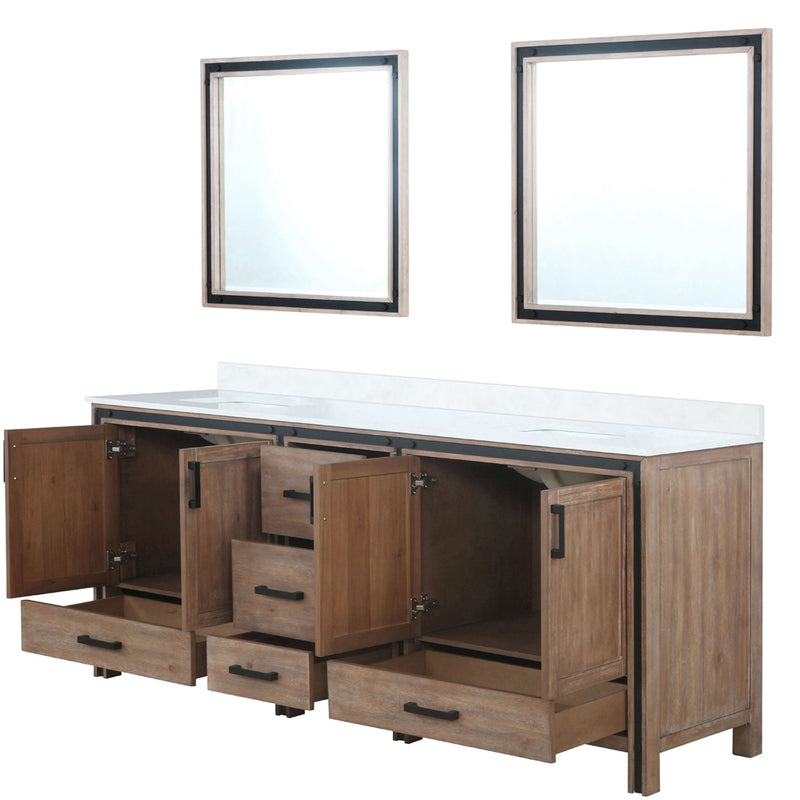 Lexora Ziva 84" W x 22" D Double Bath Vanity with Cultured Marble Top and 34" Mirrors