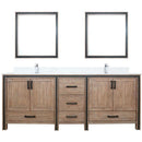 Lexora Ziva 84" W x 22" D Double Bath Vanity Cultured Marble Top with Faucet Set and 34" Mirrors