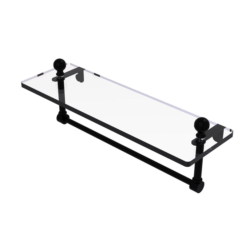 Allied Brass Mambo 16 Inch Glass Vanity Shelf with Integrated Towel Bar MA-1-16TB-BKM