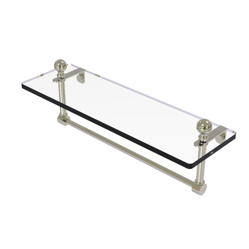 Allied Brass Mambo 16 Inch Glass Vanity Shelf with Integrated Towel Bar MA-1-16TB-PNI