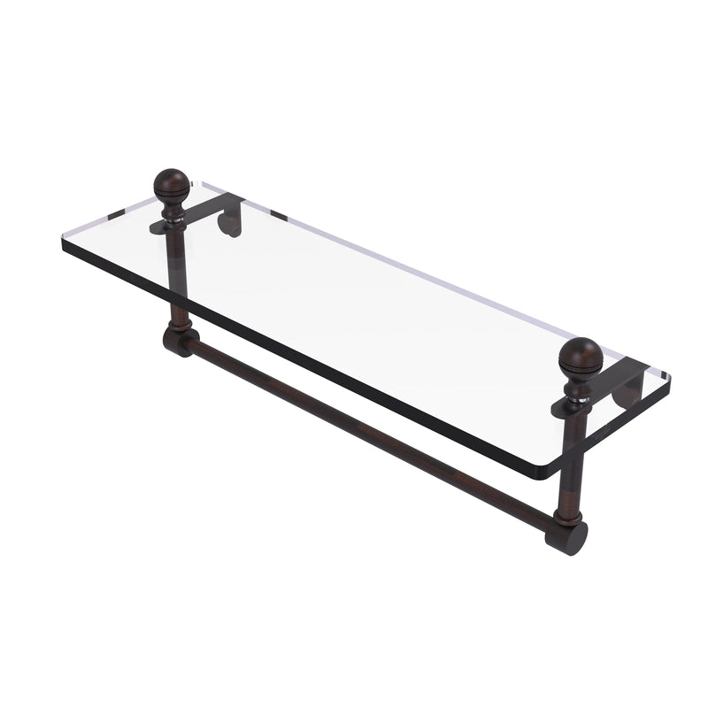 Allied Brass Mambo 16 Inch Glass Vanity Shelf with Integrated Towel Bar MA-1-16TB-VB