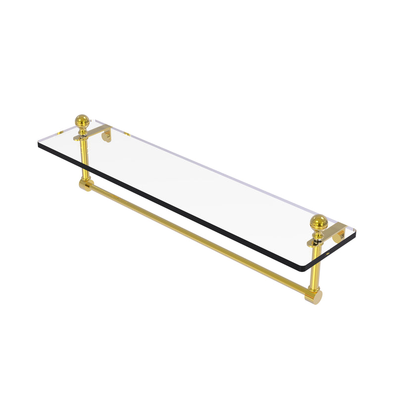 Allied Brass Mambo 22 Inch Glass Vanity Shelf with Integrated Towel Bar MA-1-22TB-PB
