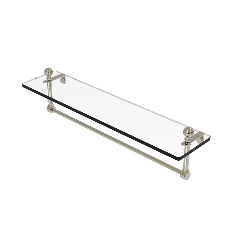 Allied Brass Mambo 22 Inch Glass Vanity Shelf with Integrated Towel Bar MA-1-22TB-PNI