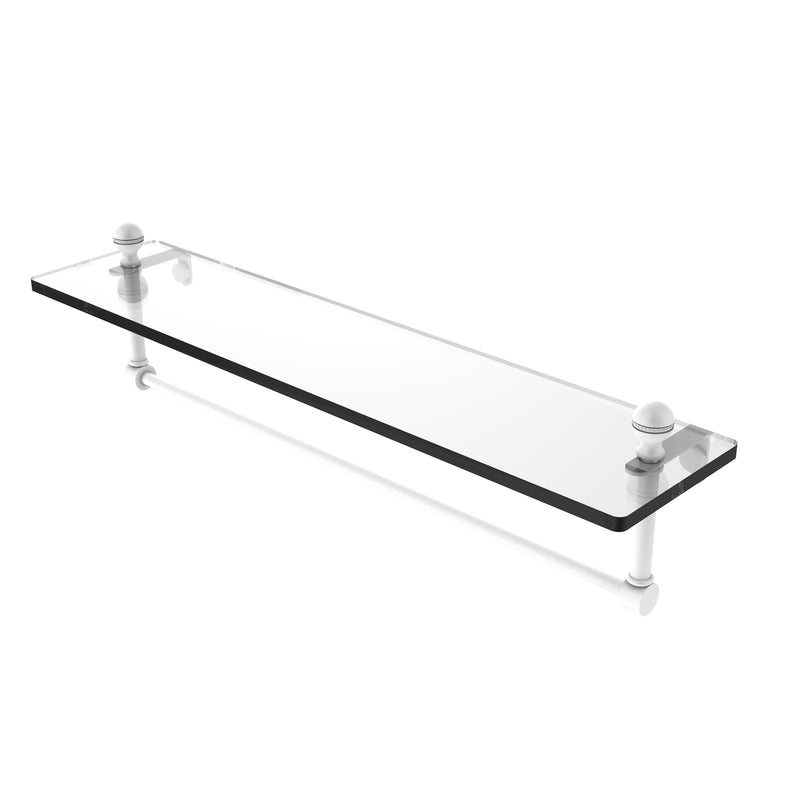 Allied Brass Mambo 22 Inch Glass Vanity Shelf with Integrated Towel Bar MA-1-22TB-WHM
