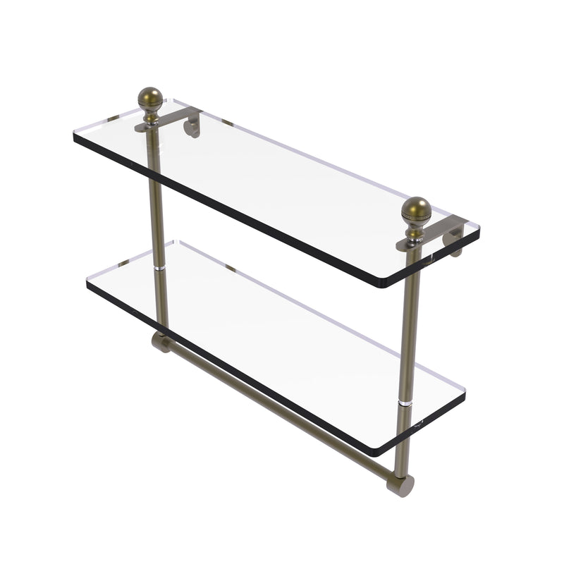 Allied Brass Mambo Collection 16 Inch Two Tiered Glass Shelf with Integrated Towel Bar MA-2-16TB-ABR