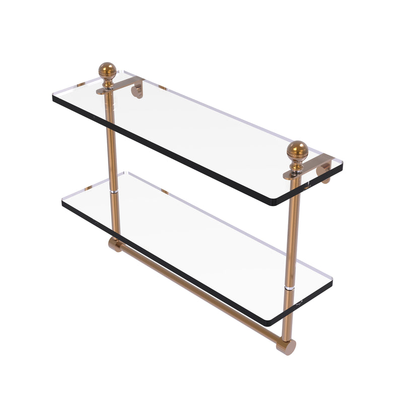 Allied Brass Mambo Collection 16 Inch Two Tiered Glass Shelf with Integrated Towel Bar MA-2-16TB-BBR