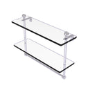 Allied Brass Mambo Collection 16 Inch Two Tiered Glass Shelf with Integrated Towel Bar MA-2-16TB-PC