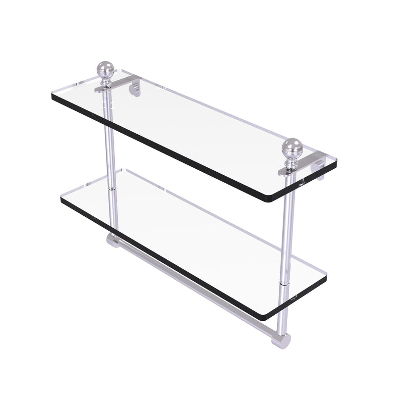 Allied Brass Mambo Collection 16 Inch Two Tiered Glass Shelf with Integrated Towel Bar MA-2-16TB-SCH