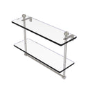 Allied Brass Mambo Collection 16 Inch Two Tiered Glass Shelf with Integrated Towel Bar MA-2-16TB-SN