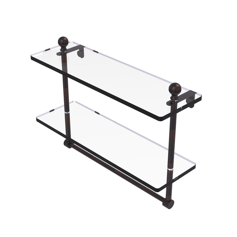 Allied Brass Mambo Collection 16 Inch Two Tiered Glass Shelf with Integrated Towel Bar MA-2-16TB-VB