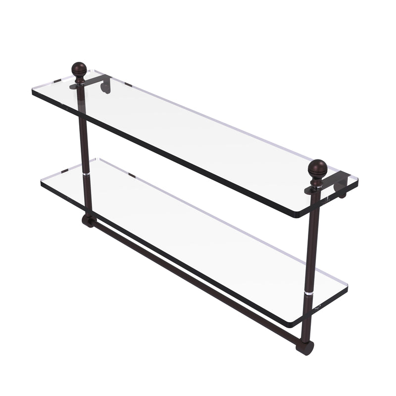 Allied Brass Mambo Collection 22 Inch Two Tiered Glass Shelf with Integrated Towel Bar MA-2-22TB-ABZ