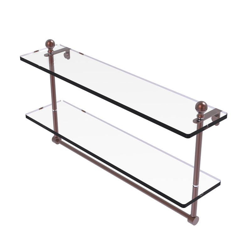 Allied Brass Mambo Collection 22 Inch Two Tiered Glass Shelf with Integrated Towel Bar MA-2-22TB-CA