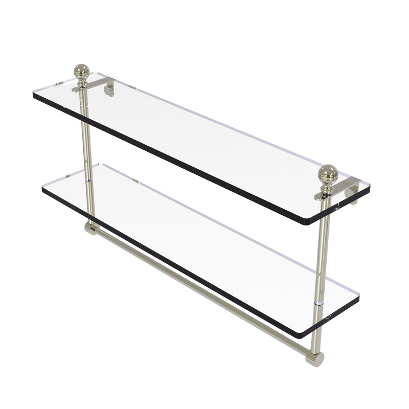 Allied Brass Mambo Collection 22 Inch Two Tiered Glass Shelf with Integrated Towel Bar MA-2-22TB-PNI