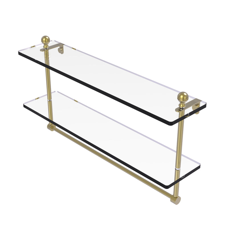 Allied Brass Mambo Collection 22 Inch Two Tiered Glass Shelf with Integrated Towel Bar MA-2-22TB-SBR