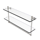 Allied Brass Mambo Collection 22 Inch Two Tiered Glass Shelf with Integrated Towel Bar MA-2-22TB-SN