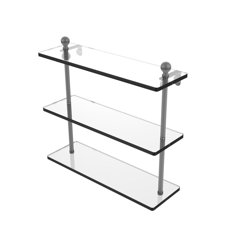 Allied Brass Mambo Collection 16 Inch Triple Tiered Glass Shelf MA-5-16-GYM