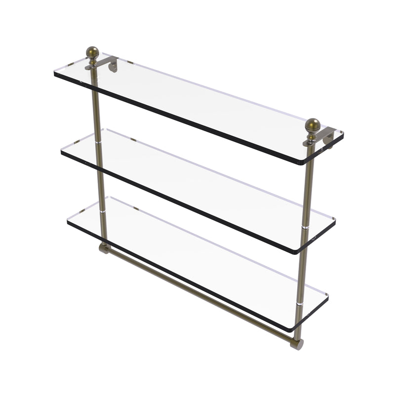 Allied Brass Mambo Collection 22 Inch Triple Tiered Glass Shelf with Integrated Towel Bar MA-5-22TB-ABR