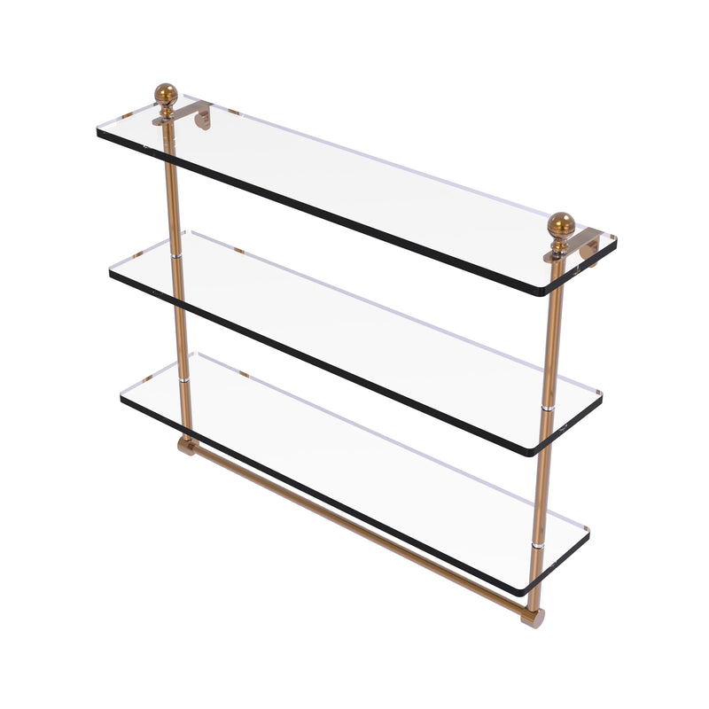 Allied Brass Mambo Collection 22 Inch Triple Tiered Glass Shelf with Integrated Towel Bar MA-5-22TB-BBR
