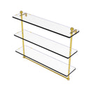 Allied Brass Mambo Collection 22 Inch Triple Tiered Glass Shelf with Integrated Towel Bar MA-5-22TB-PB