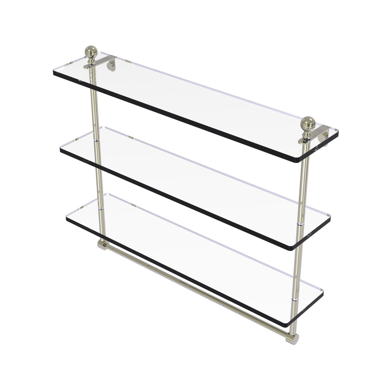 Allied Brass Mambo Collection 22 Inch Triple Tiered Glass Shelf with Integrated Towel Bar MA-5-22TB-PNI