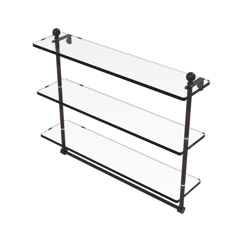 Allied Brass Mambo Collection 22 Inch Triple Tiered Glass Shelf with Integrated Towel Bar MA-5-22TB-VB