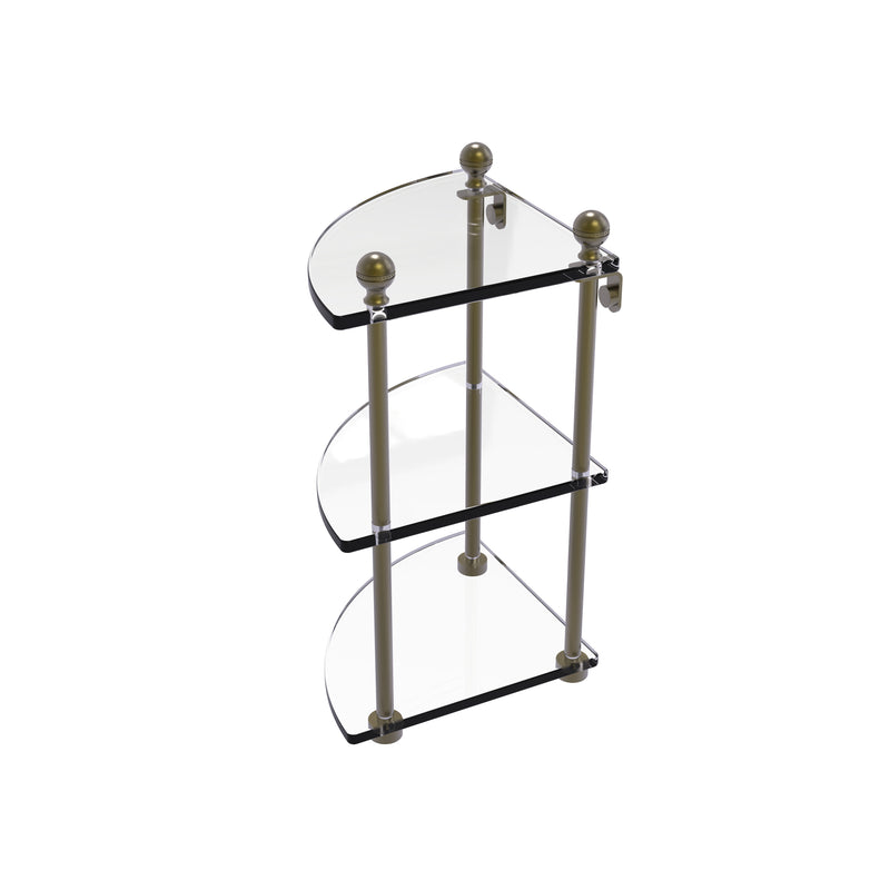 Allied Brass Mambo Collection 3 Tier Corner Glass Shelf MA-6-ABR